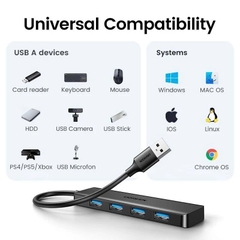 Bộ chia USB 3.0 sang 4 cổng USB Ugreen 25851 CM219 vỏ nhựa dài 15cm màu đen
