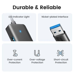 Bộ chia USB 3.0 sang 4 cổng USB Ugreen 25851 CM219 vỏ nhựa dài 15cm màu đen