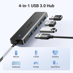 Bộ chia USB 3.0 sang 4 cổng USB Ugreen 25851 CM219 vỏ nhựa dài 15cm màu đen