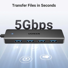 Bộ chia USB 3.0 sang 4 cổng USB Ugreen 25851 CM219 vỏ nhựa dài 15cm màu đen