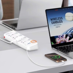 Ổ cắm điện đa năng LDNIO SC4408C 4 cổng AC 2 cổng USB 2 Cổng Type C 2500W dài 2m màu trắng
