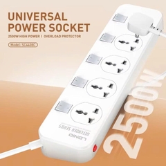 Ổ cắm điện đa năng LDNIO SC4408C 4 cổng AC 2 cổng USB 2 Cổng Type C 2500W dài 2m màu trắng