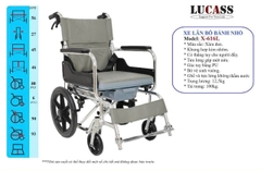 Xe lăn bô vuông bánh nhỏ Lucass X-616L