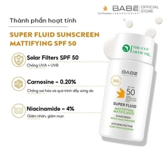 Kem chống nắng Babe Super Fluid Mattifying SPF 50 50ml - Cho da dầu