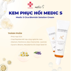 Kem phục hồi Medic S -Cica Blemish Solution 30ml dưỡng ẩm, dịu da