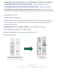 [Tặng mặt nạ] Nước hoa hồng da mụn Desembre Sensitive Calming Toner 150ml