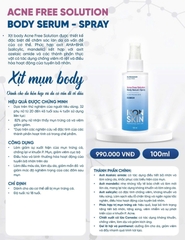 Xịt body ICON SKIN – Acne Free Solution Body Serum-Spray 100ml - Giảm mụn