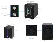 Loa vi tính 2.1 AVA + led mini N171
