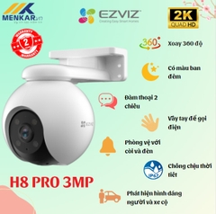Camera EZVIZ CS-H8 Pro 3MP-2K Kết Nối Wifi PTZ Ngoài Trời, Hỗ Trợ Đàm Thoại 2 Chiều