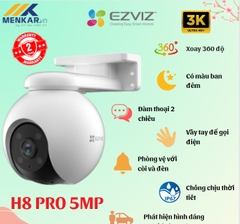 Camera EZVIZ CS-H8 Pro (5Mp) 3K IP Wifi PTZ Ngoài Trời, Hỗ Trợ Màu Ban Đêm