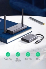 Bộ phát nhận tín hiệu HDMI+VGA không dây 50m 1080p@60hz sóng 5Ghz Ugreen 50633A cao cấp (vỏ nhôm)