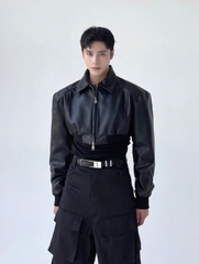 Áo Khoác Croptop Chất Liệu Da