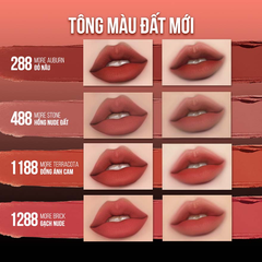 Son Lì Maybelline Mịn Môi Siêu Nhẹ 1299 Đỏ Cam Đất 1.7g