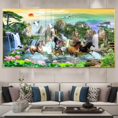 Tranh Mã Đáo Thành Công Tráng Gương Pha Lê