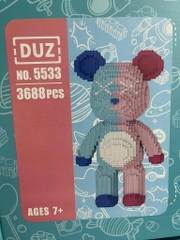 Đồ chơi xếp hình Bearbrick xanh hồng