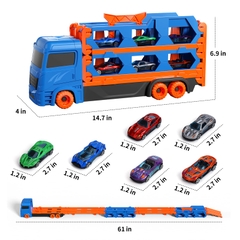 Đồ chơi ô tô tải 3 tầng kèm 6 ô tô nhỏ Sankid đường đua xe dài 1.65m có thể gấp gọn_MH-156