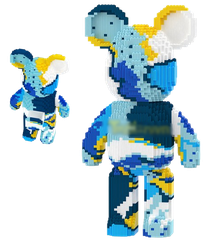 Đồ chơi xếp hình Bearbrick họa tiết các tinh thể màu xanh_1716