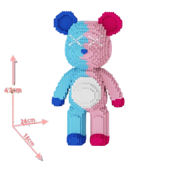 Đồ chơi xếp hình Bearbrick xanh hồng