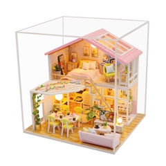 Đồ chơi xếp hình nhà gỗ búp bê tự lắp ráp_M2002