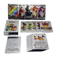 Thẻ bài Pokemon màu bạc cho bé trai