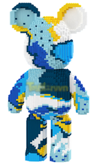 Đồ chơi xếp hình Bearbrick họa tiết các tinh thể màu xanh_1716