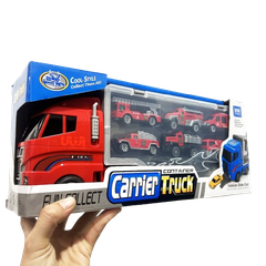 Mô hình xe container chở 6 xe hợp kim cứu hỏa cho bé_818