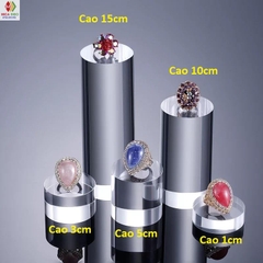 Kệ mica trưng bày sản phẩm hình trụ Dày 2cm, nhiều kích thước