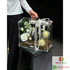 Hộp Vali Mica - Hộp Hoa - Hộp Quà Tặng - Hộp Hoa Trong Suốt Có Quai Xách Bằng Mica