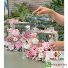 Hộp vali mica - Hộp mica trưng bày hoa tươi- hoa khô- Hộp mica đựng quà tặng