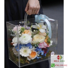 Hộp vali mica cắm hoa dạng lắp ráp - Hộp vali hoa khô-Hộp đựng quà tặng