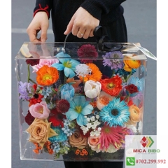 Hộp vali mica cắm hoa dạng lắp ráp - Hộp vali hoa khô-Hộp đựng quà tặng