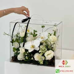 Hộp vali mica cắm hoa dạng lắp ráp - Hộp vali hoa khô-Hộp đựng quà tặng