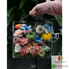 Hộp vali mica - Hộp mica trưng bày hoa tươi- hoa khô- Hộp mica đựng quà tặng
