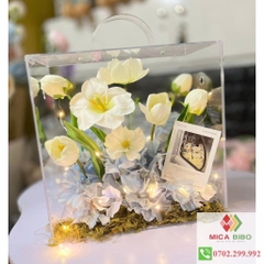 Hộp Vali Mica - Hộp Hoa - Hộp Quà Tặng - Hộp Hoa Trong Suốt Có Quai Xách Bằng Mica