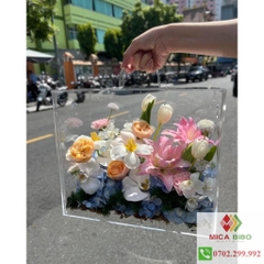 Hộp vali mica cắm hoa dạng lắp ráp - Hộp vali hoa khô-Hộp đựng quà tặng