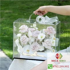 Hộp đựng hoa bằng Mica trong suốt - Hộp vali mica - Hộp đựng quà bằng mica trong suốt, vali hoa