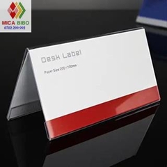 Bảng mica chữ A, kệ mica chức danh để bàn, bảng tên, bảng giá, nhiều kích thước