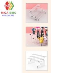 Kệ Mica lắp ghép trưng bày mô hình, quà tặng, nhiều tầng, dày 4mm, dài 20cm, rộng mỗi tầng 5cm, cao mỗi tầng 3cm