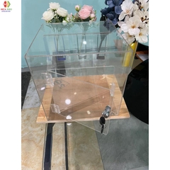 Thùng phiếu, hòm phiếu, hòm bốc thăm, hòm từ thiện mica, có ổ khóa, cỡ dày 2mm,3mm