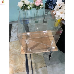 Thùng phiếu, hòm phiếu, hòm bốc thăm, hòm từ thiện mica, có ổ khóa, cỡ dày 2mm,3mm