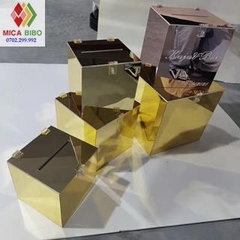 Thùng phiếu, hòm phiếu, hòm bốc thăm, hòm từ thiện mica tráng gương vuông, dày 3mm