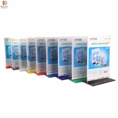 Menu 2 mặt đế lùa, A4 A5 A6 A7 B6, nhiều màu sắc, Mica - Đế Uốn