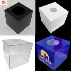Thùng phiếu, hòm phiếu, hòm bốc thăm, hòm từ thiện mica vuông các cỡ