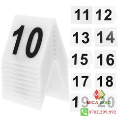 Combo 10-50 Thẻ số để bàn mica, dày 2mm, dùng cho quán ăn, Cafe, nhà hàng, tiệc sinh Nhật, cưới, thiết kế theo yêu cầu