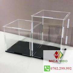 55 Size, dày 3mm, Hộp Mica trưng bày sản phẩm mô hình, đồ sưu tầm, chống bụi, dạng lắp ráp