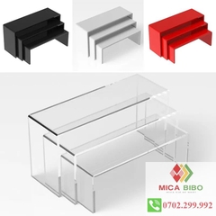 Combo 3 kệ Mica chữ U size lớn - dày 3 ly Kích thước 30x11x4 cm , 31x11x8 cm, 32x11x12cm