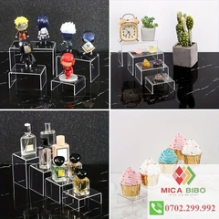 Combo 3 kệ Mica chữ U size lớn - dày 3 ly Kích thước 30x11x4 cm , 31x11x8 cm, 32x11x12cm