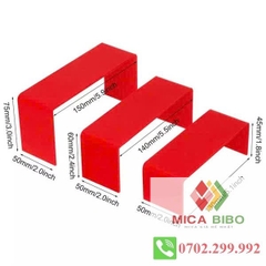 Combo 3 kệ Mica chữ U - dày 3mm kích thước 15x5x7.5cm , 14x5x6cm, 13x5x4.5cm