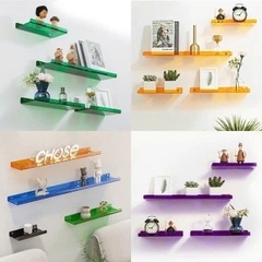 Dày 3mm, 10 màu sắc,12x20cm,12x30cm,12x40cm,12x50cm, Kệ Mica treo tường phòng ngủ, nhà tắm, Giá treo tường