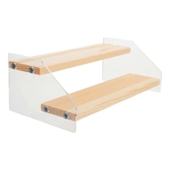 Kệ mica trưng bày 20x5x5cm ( DxRxC ), mặt gỗ dày 1cm mỗi tầng - nhiều kích thước